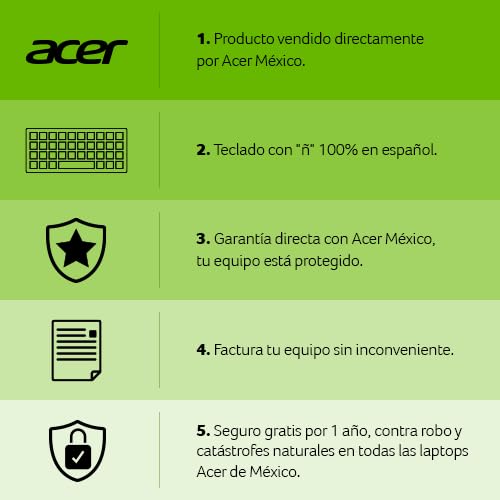 Acer Laptop Aspire 3 14" FHD Intel Celeron N100 con 4 núcleos | 8GB RAM | 512GB SSD | Intel UHD Graphics | Garantía en México Directamente 1 año de Seguro contra Robo Directo